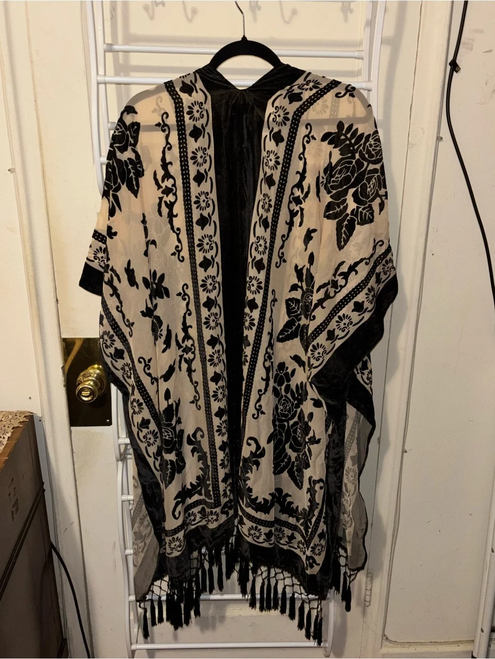 Free People Nightbird Velvet Burnout Kimono One Size Festival Boho Hippie Fairy
